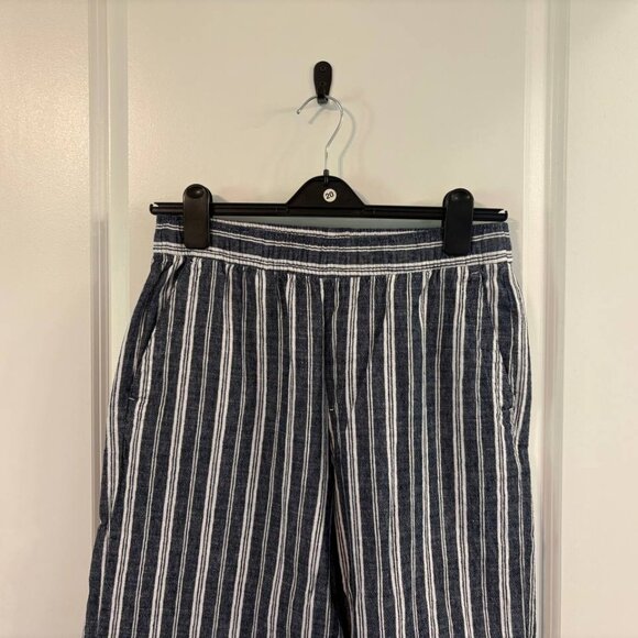 NWOT High-Waisted Striped Linen-Blend Wide-Leg Pants - Picture 3 of 9